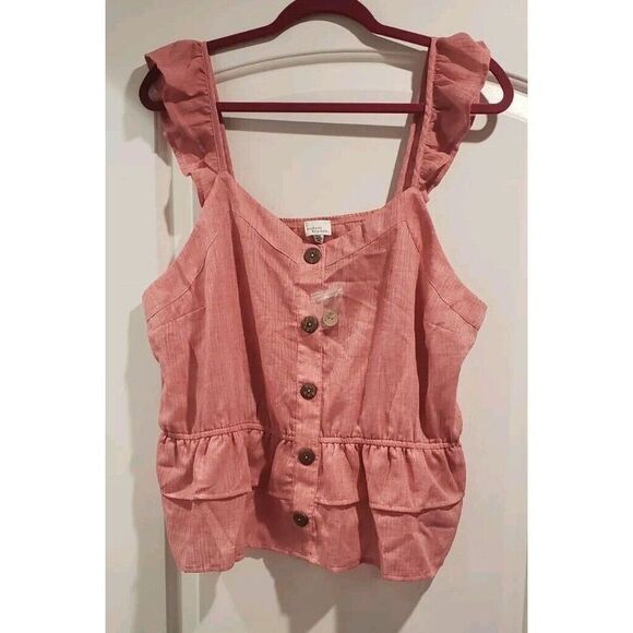 Madison & Berkeley Flutter Sleeve Button Front Blouse XXL NWOT - Picture 2 of 5